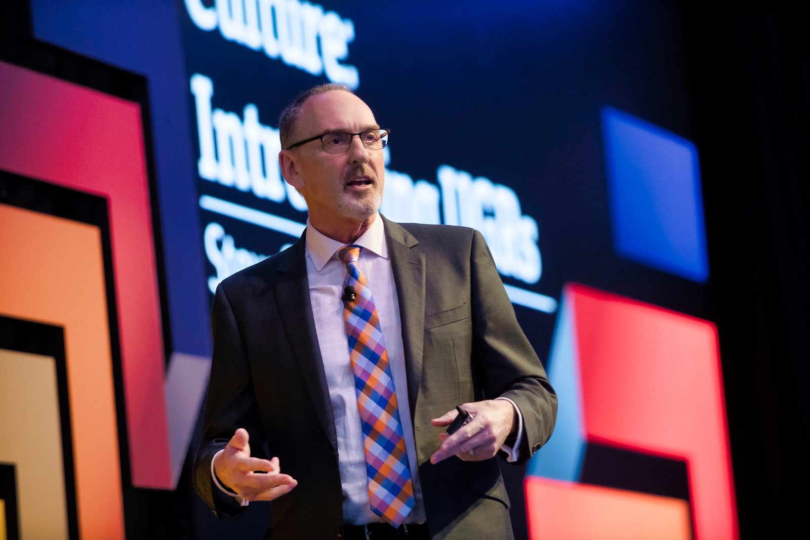 Close-up of Steve Simpson delivering a keynote
